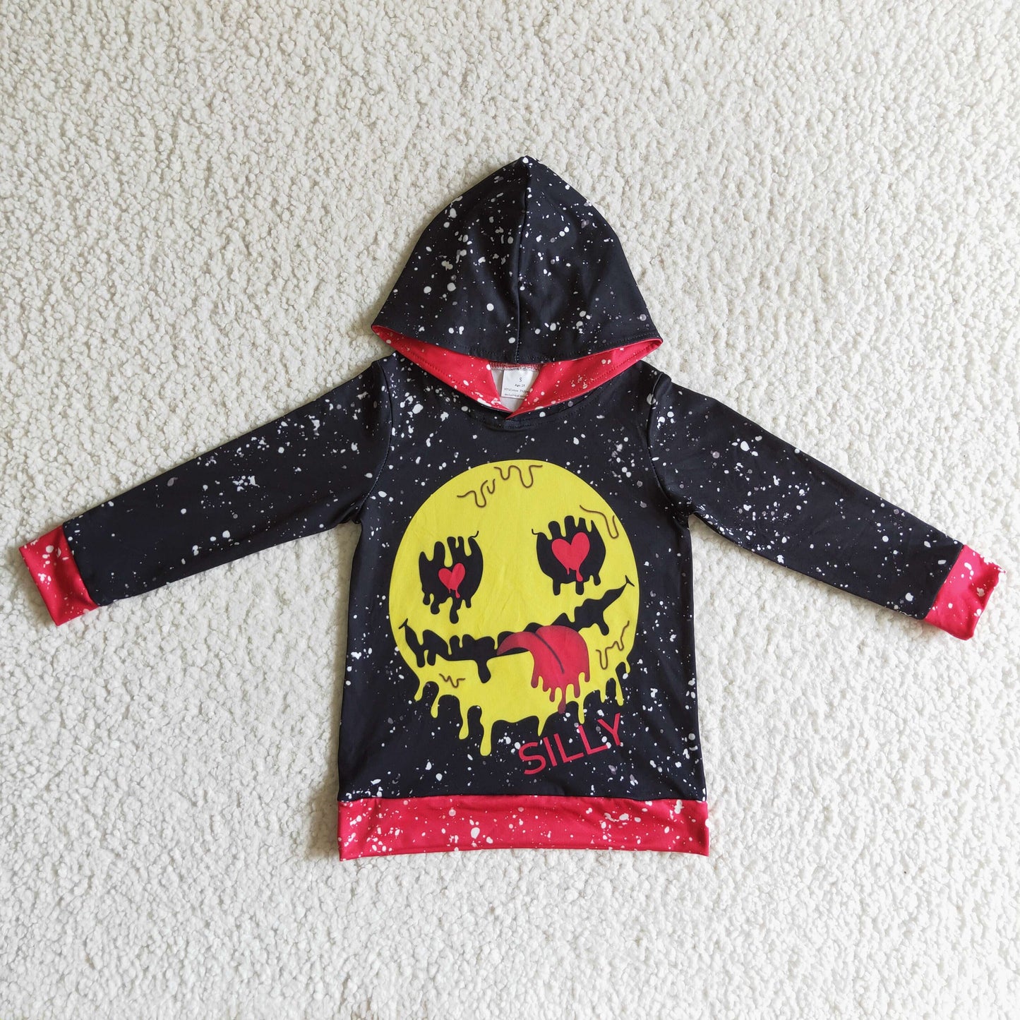 BT0058 fashion kids black long sleeve hooded outwear fall winter boy jacket