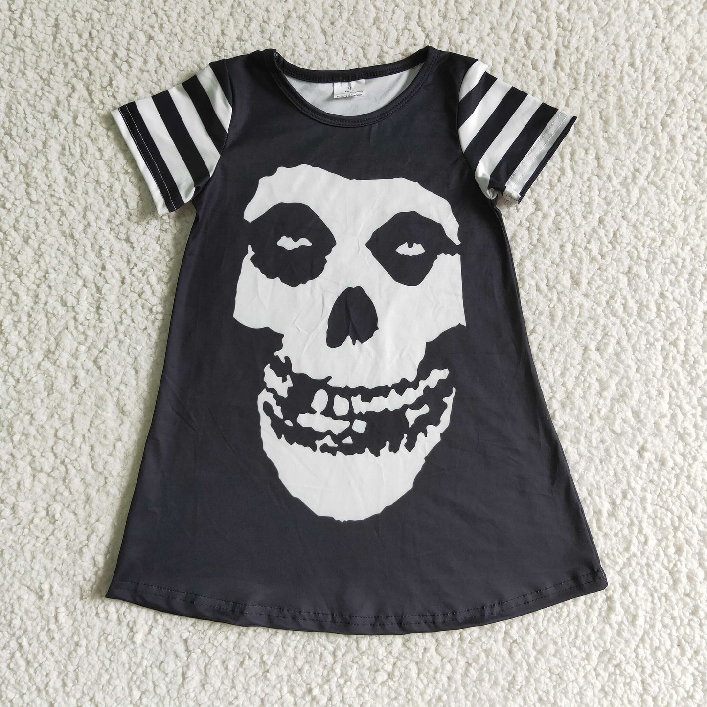 GSD0137 girl short sleeve black frock halloween o-neck dress