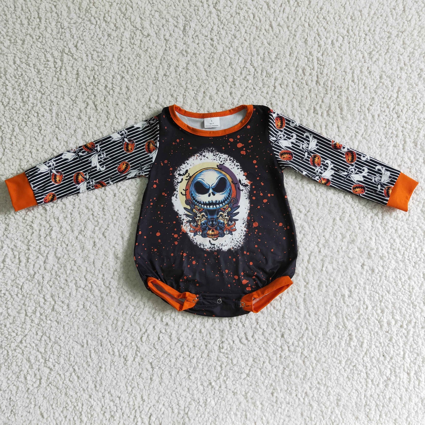 LR0144 baby boy and girls long sleeve romper infants halloween pumpkin print jumpsuit