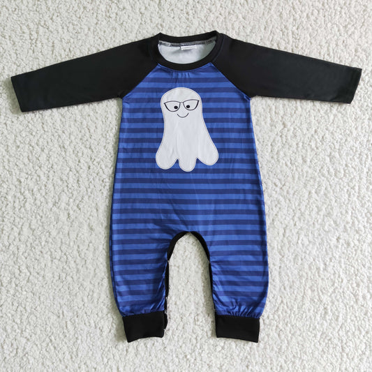 LR0066 infants stripe long sleeve romper halloween boy ghost print jumpsuit