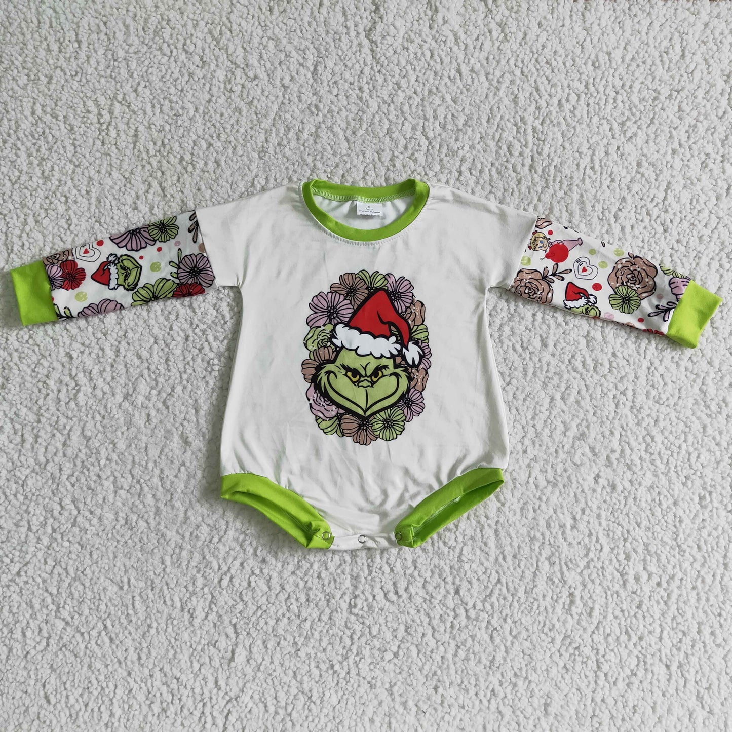 LR0131 kids stitching long sleeve romper christmas floral print jumpsuit