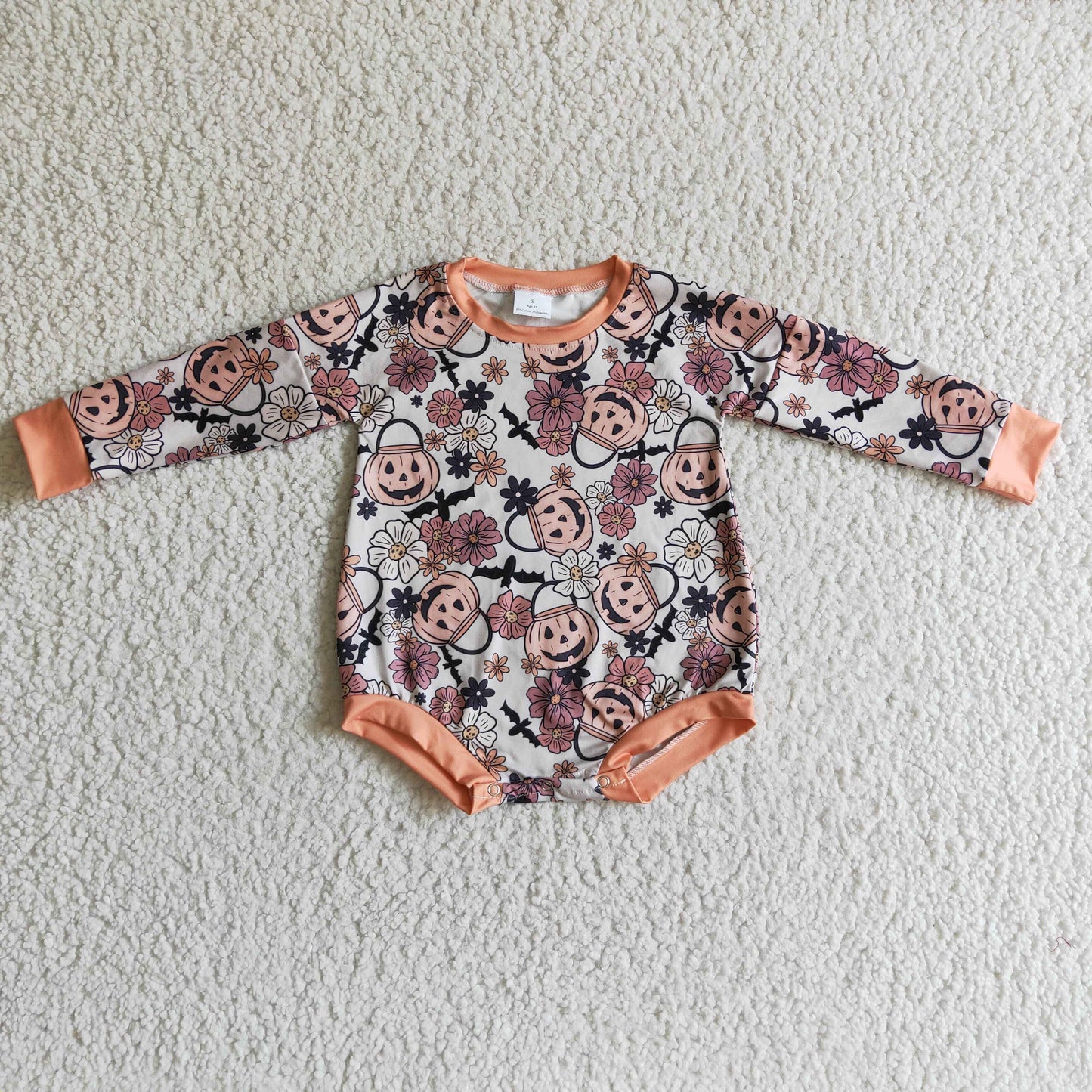 LR0159 infants baby long sleeve pumpkin and flowers pattern romper halloween jumpsuit