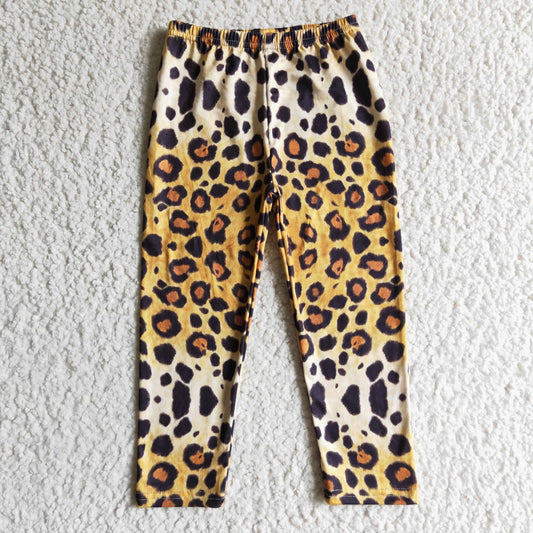 P0012 girl fashion leopard print elastic waist pants for fall