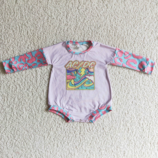 LR0053 baby girls long sleeve fade purple romper with button