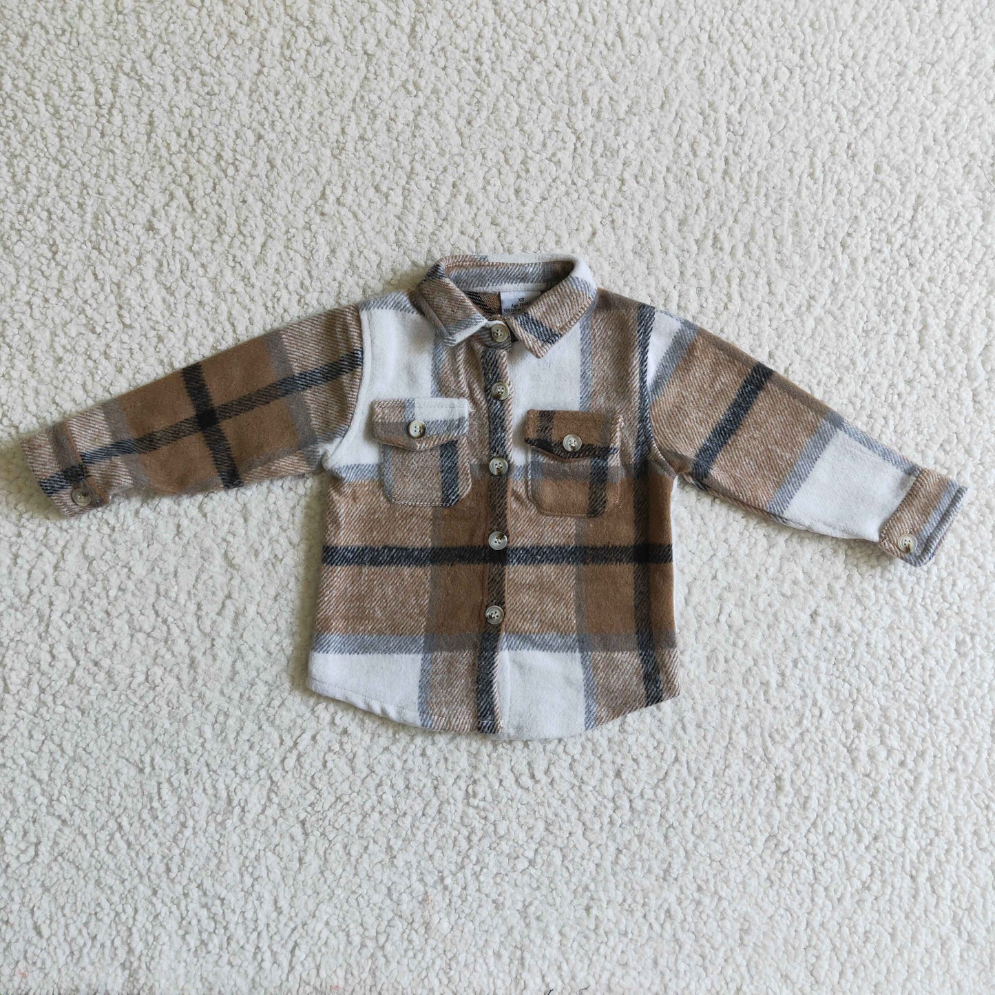 BT0060 new arrival fashion boy long sleeve plaid t-shirt with pockets