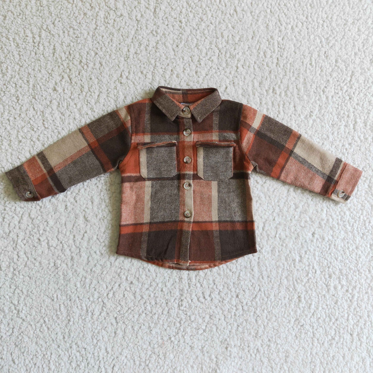 BT0060 new arrival fashion boy long sleeve plaid t-shirt with pockets