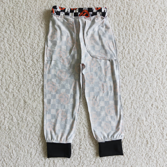 P0025 kids ready to ship elastic waist pants halloween pumpkin and plaid boy jogger pants