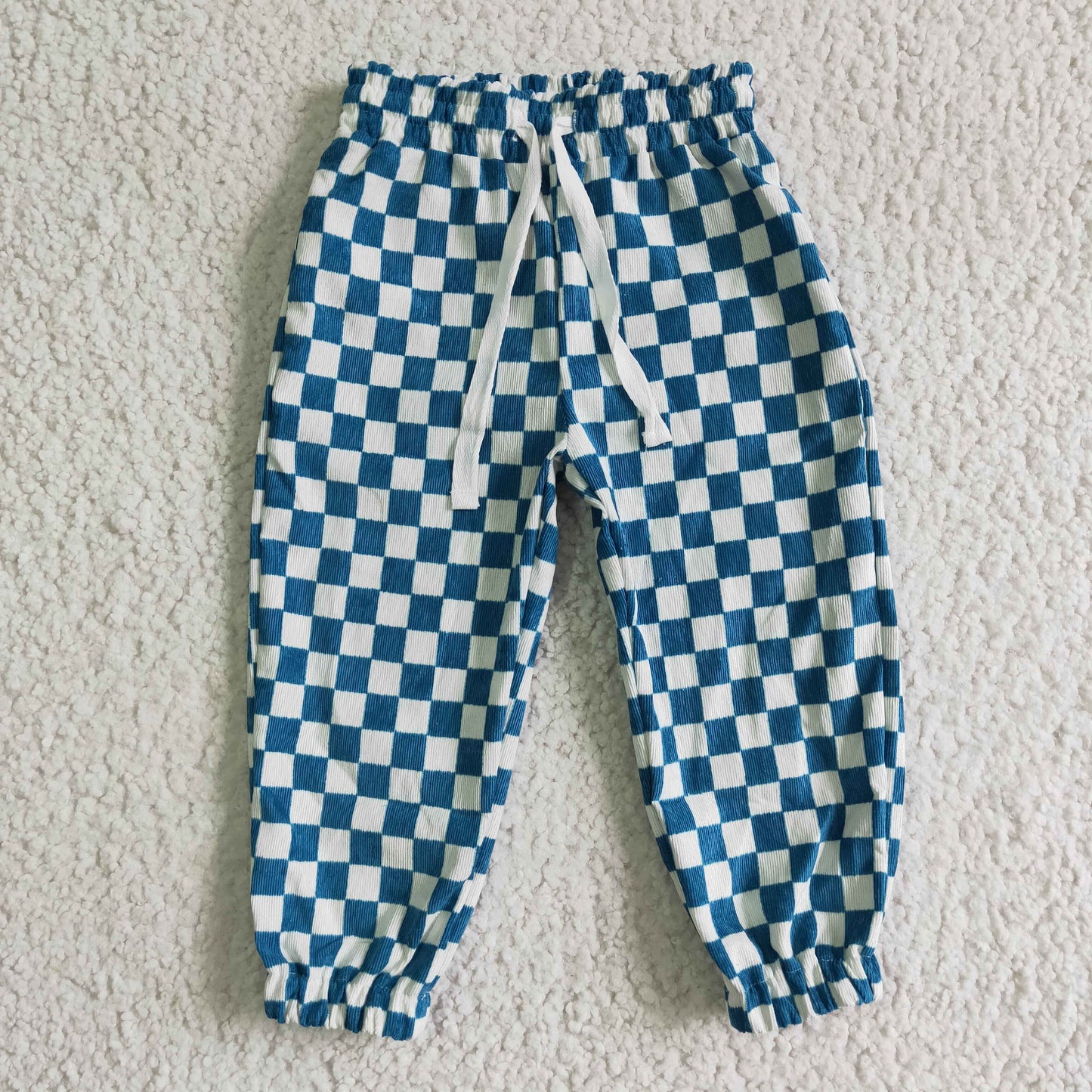 P0021/P0018 boy and girls fashion cotton plaid elastic waist pants