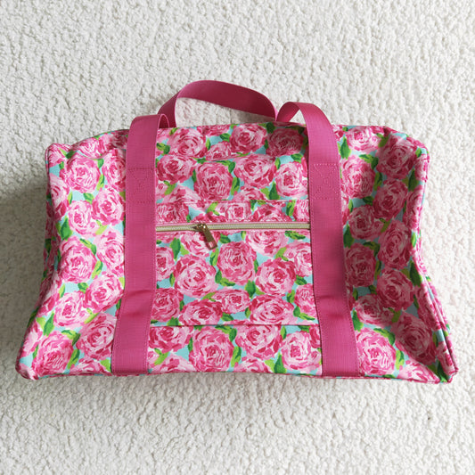 BA0025 fashion flowers pattern pink handbag with zipper