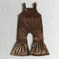 SR0090 hot sale fashion girl suspender brown velvet overalls with covered button