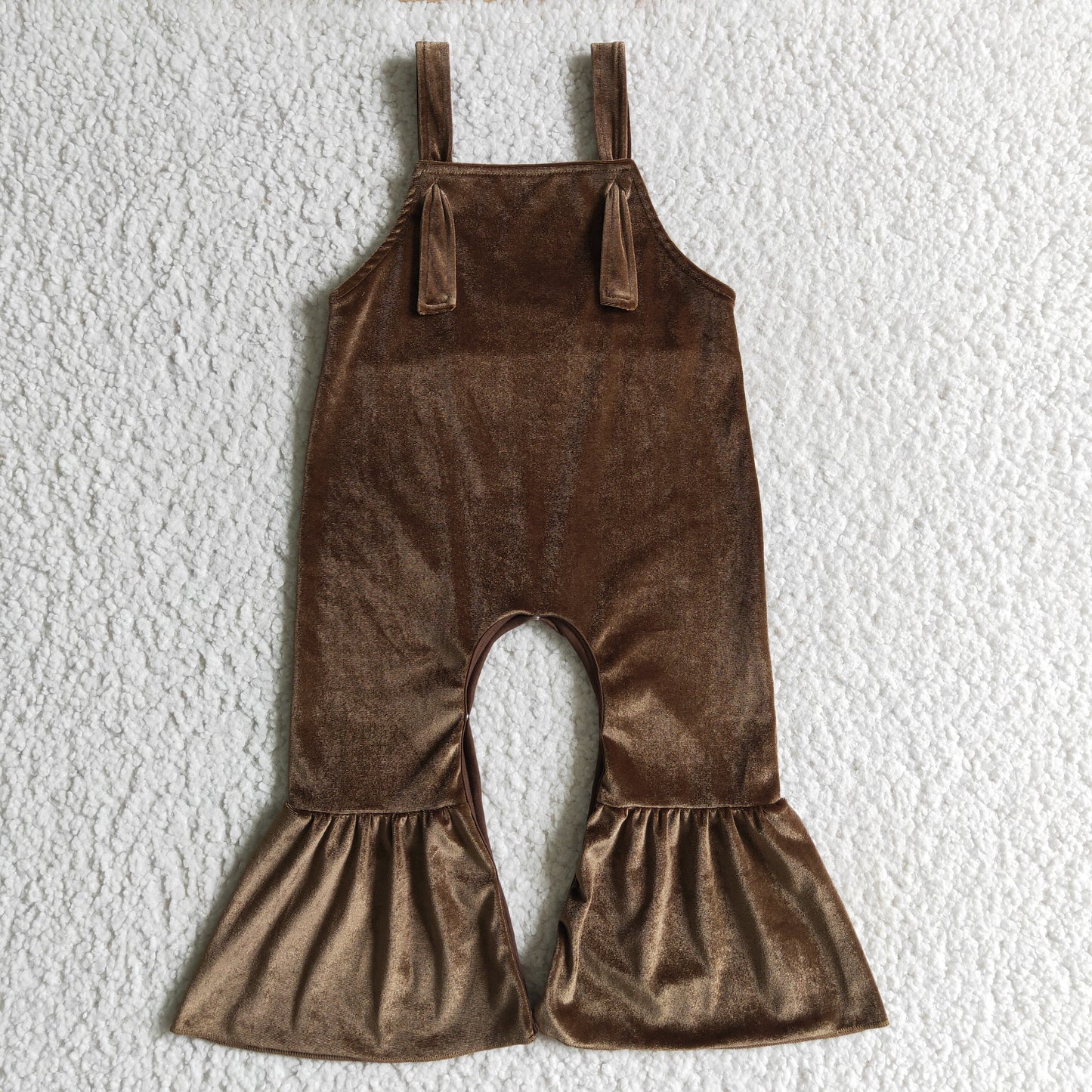 SR0090 hot sale fashion girl suspender brown velvet overalls with covered button
