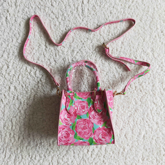 BA0024 high quality pink flowers print bags for baby girls