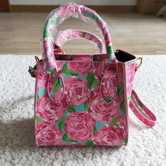 BA0024 high quality pink flowers print bags for baby girls