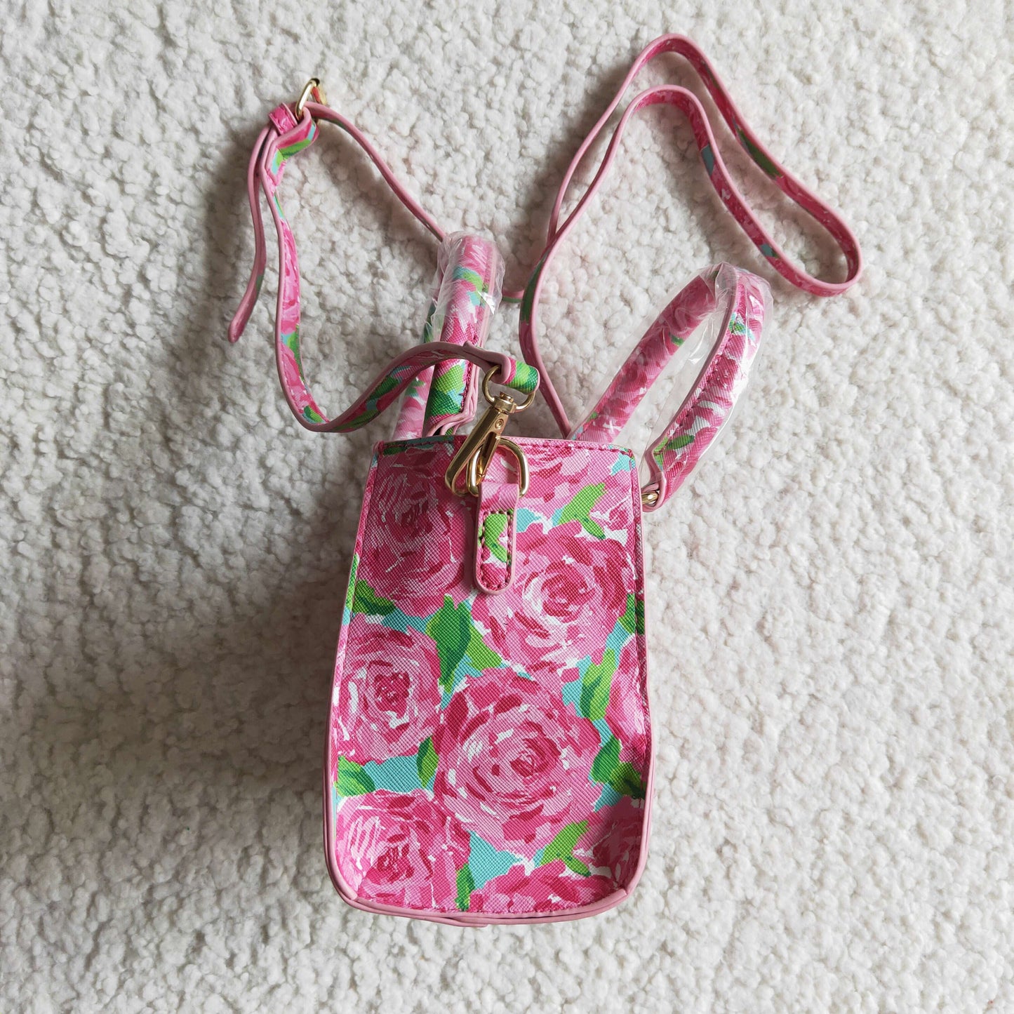 BA0024 high quality pink flowers print bags for baby girls