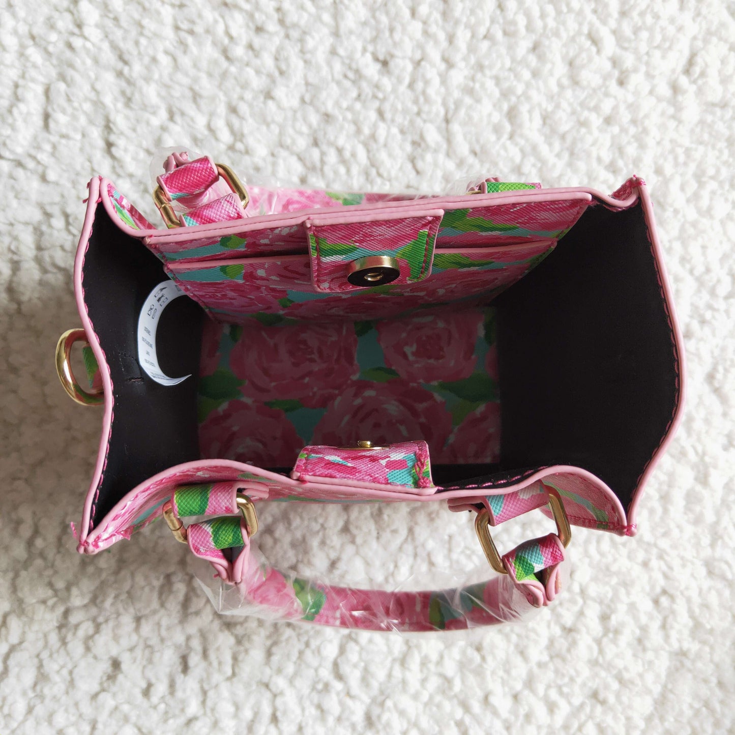 BA0024 high quality pink flowers print bags for baby girls