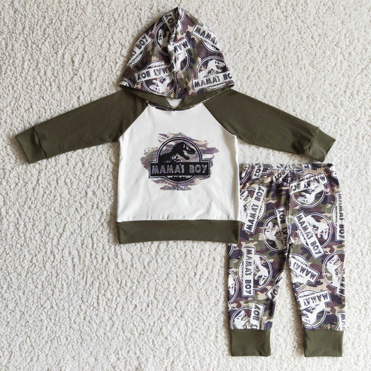 BLP0078 new arrival mama's boy hoodie and pants set boy camo long sleeve outfit