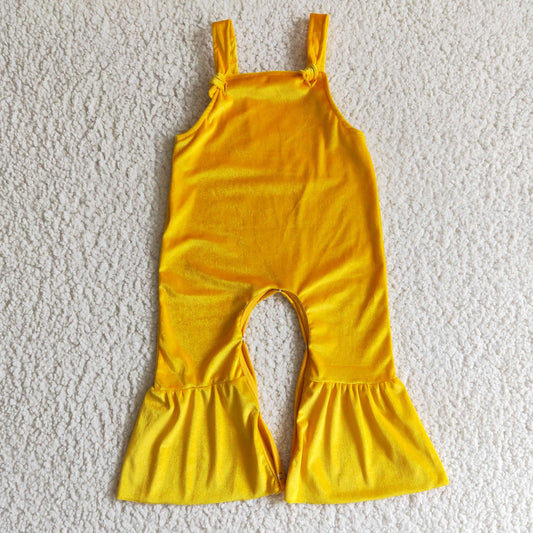 SR0089 fashion girl suspender gold velvet adjustable strap overalls kids solid color romper