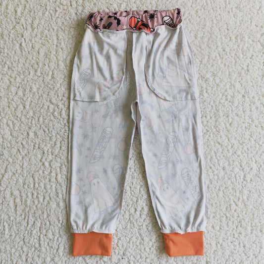 P0024 children halloween skateboard and ghost print elastic waist pants fashion joggers pants