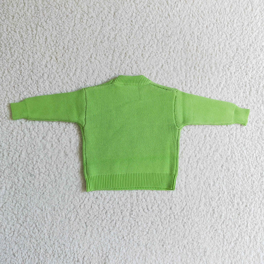 BT0099 ready to ship kids green long sleeve sweater with o-neck