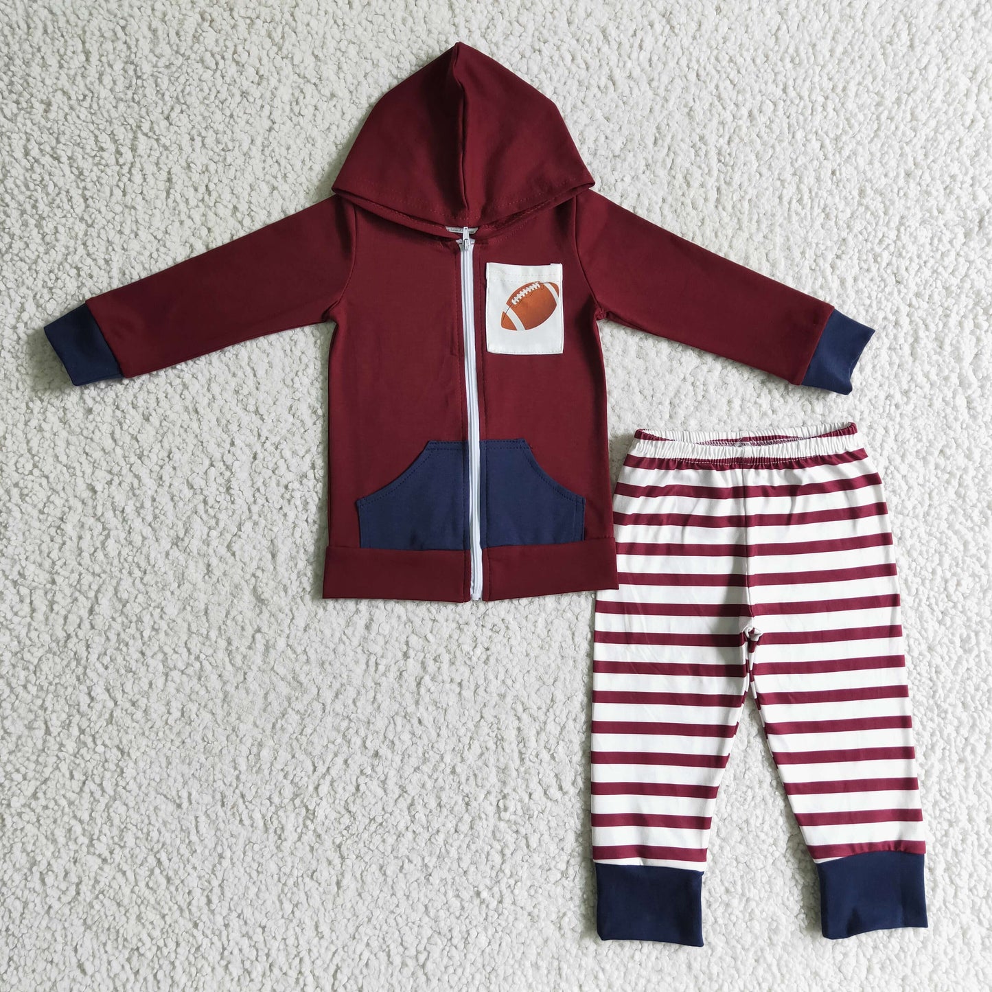 BLP0093 boy autumn wine red long sleeve hoodie match stripe elastic waist pants set