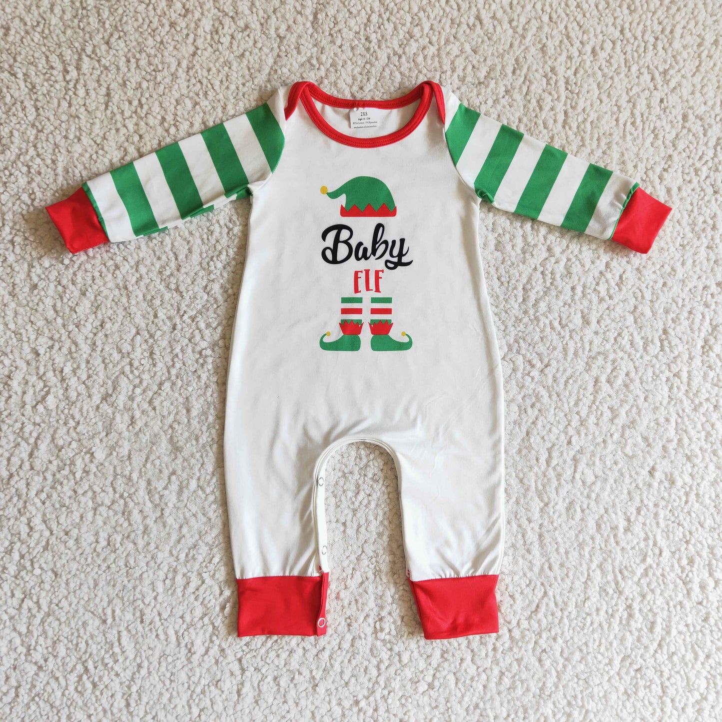 LR0119 infants baby stripe long sleeve white romper christmas button jumpsuit