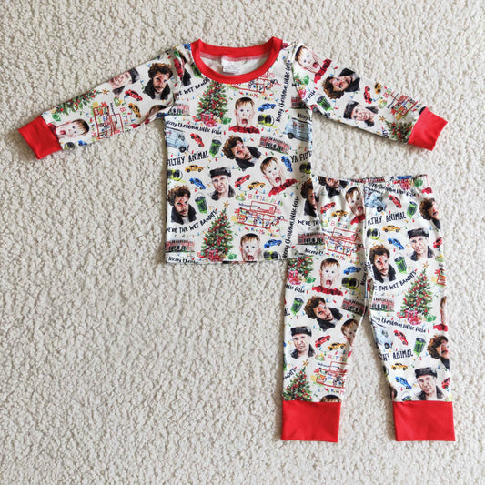 BLP0113 christmas tree boy long sleeve pajamas set