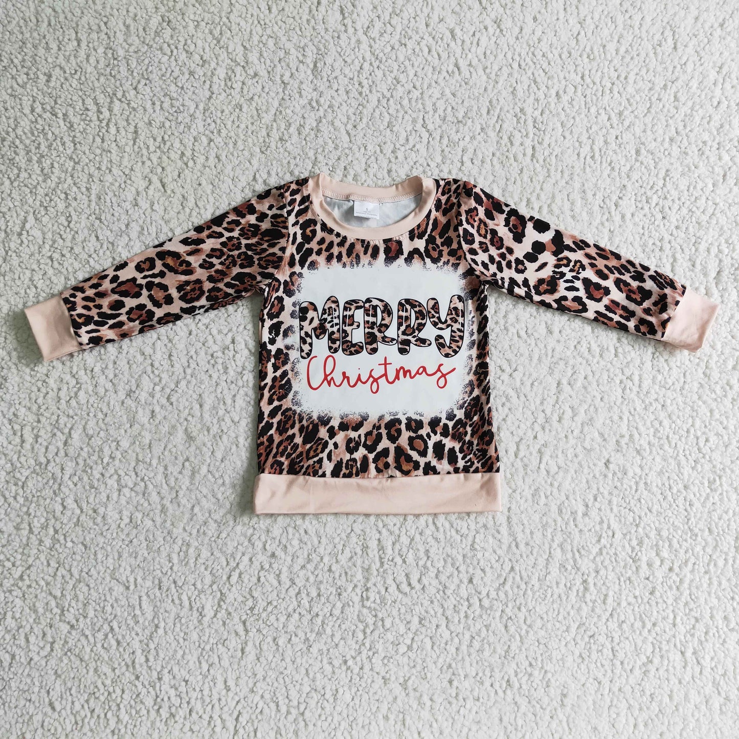 GT0060 merry christmas leopard long sleeve top for girl