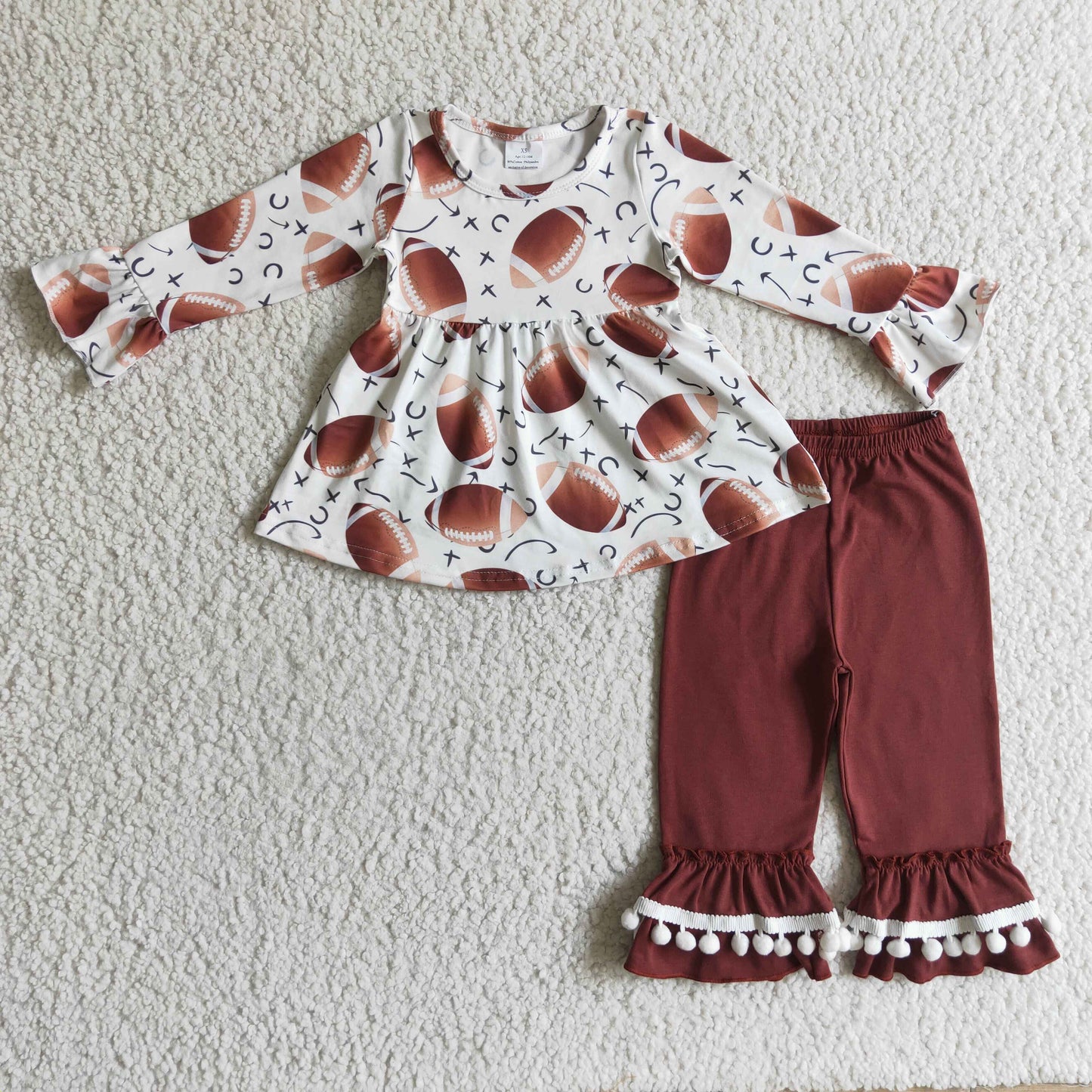 GLP0267 autumn girl long sleeve top match brown cotton ruffle pants