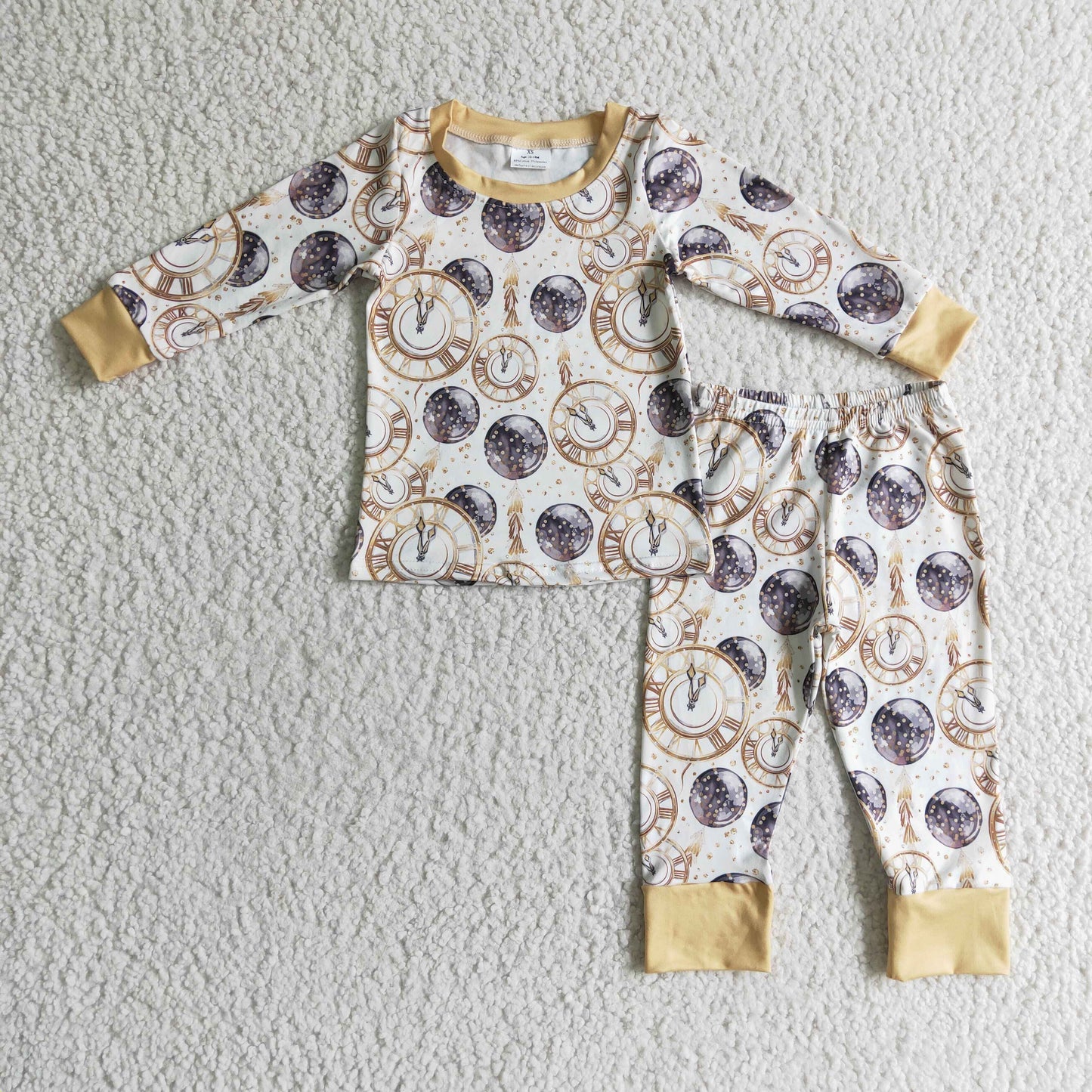 BLP0101 boy long sleeve alarm clock pattern pajamas set autumn casual two piece suit