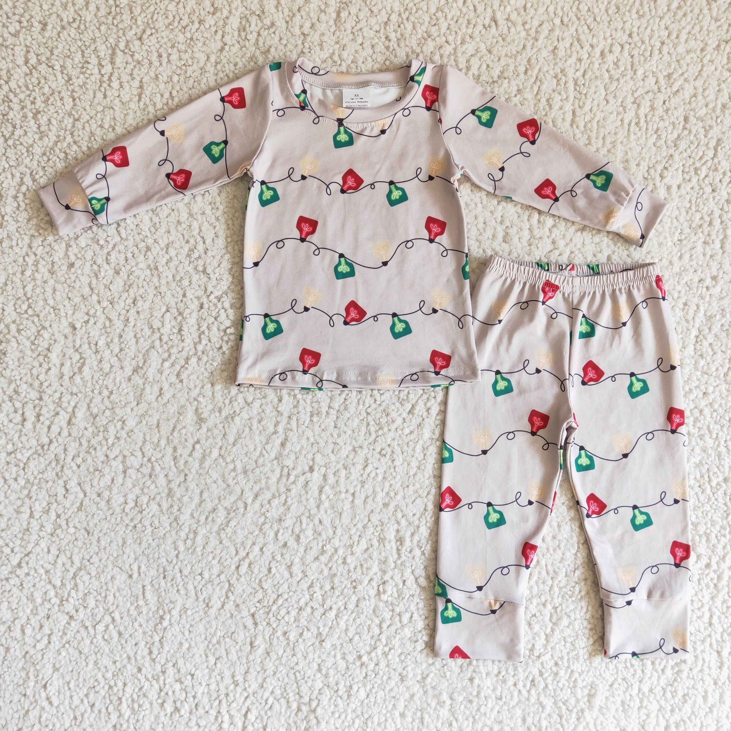 BLP0086 Christmas boy colorful Light bulb print pajamas set