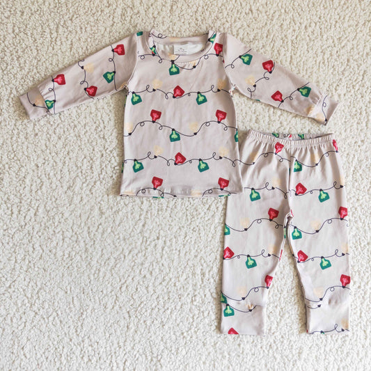 BLP0086 Christmas boy colorful Light bulb print pajamas set