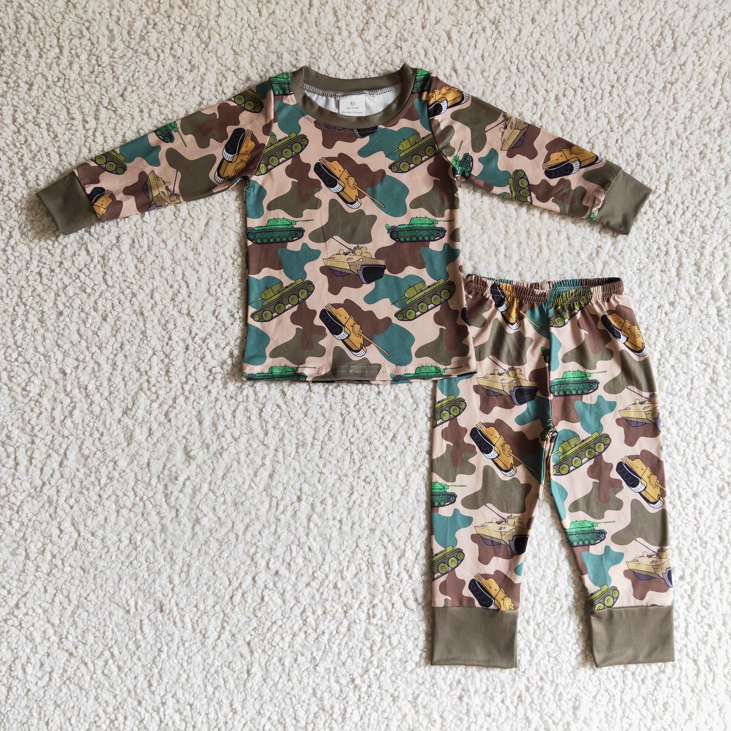 BLP0124 boy long sleeve camo pajamas set with o-neck