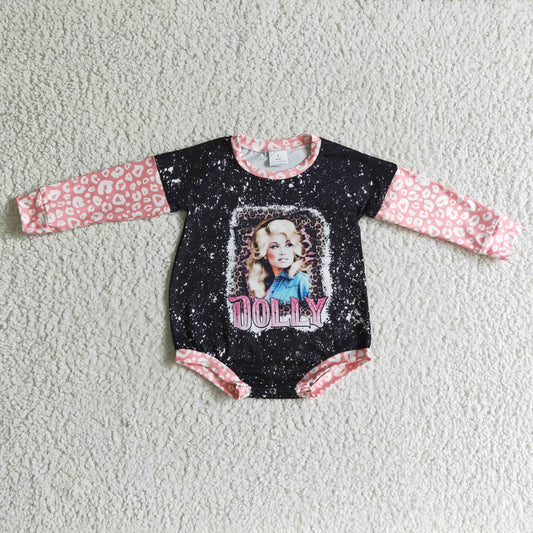 LR0180 baby girls stitching long sleeve black romper