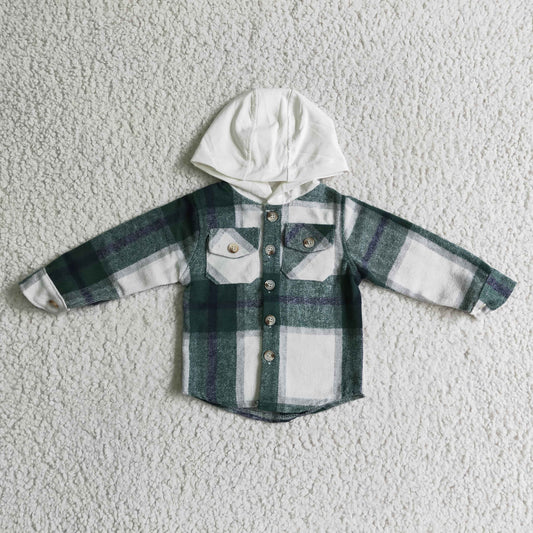 BT0075 fashion kids plaid long sleeve t-shirt boy and girls autumn pocket hoodie