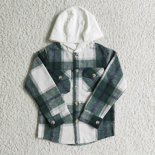 BT0075 fashion kids plaid long sleeve t-shirt boy and girls autumn pocket hoodie