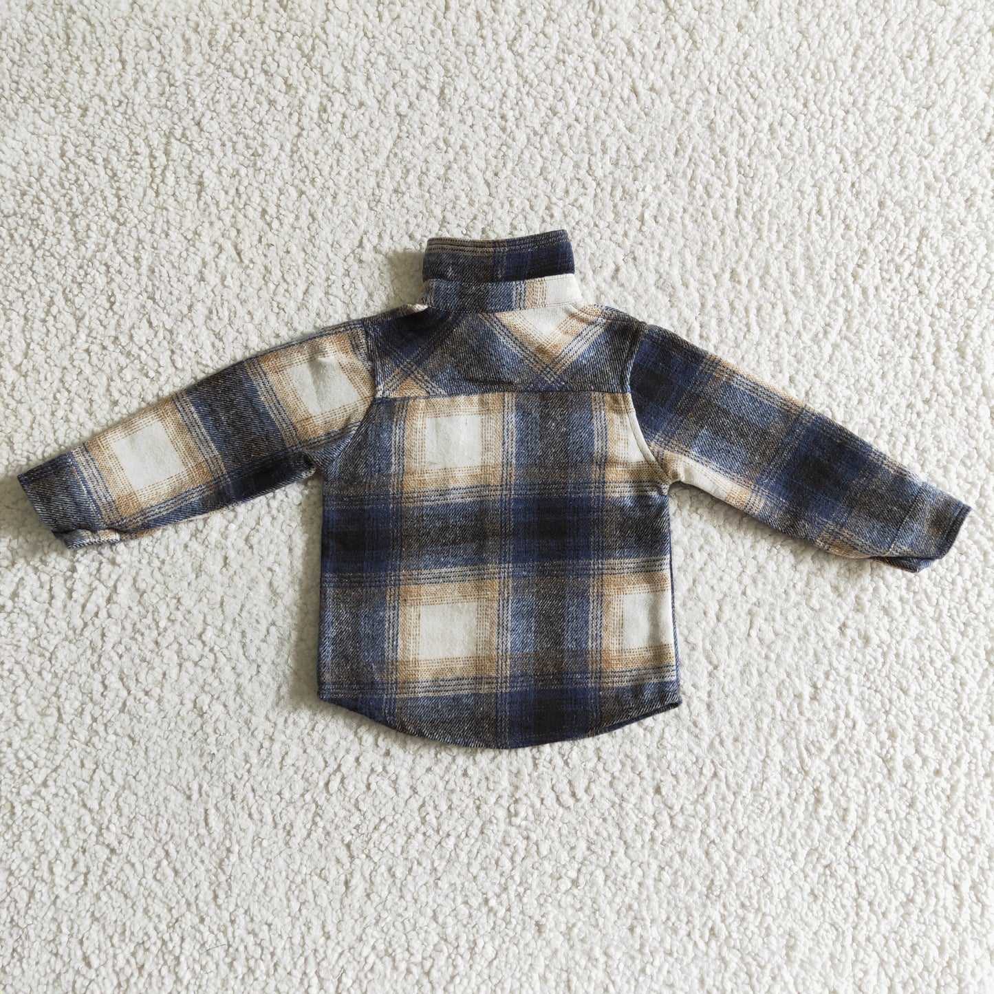 BT0169 new arrival fashion boy long sleeve plaid t-shirt with pockets