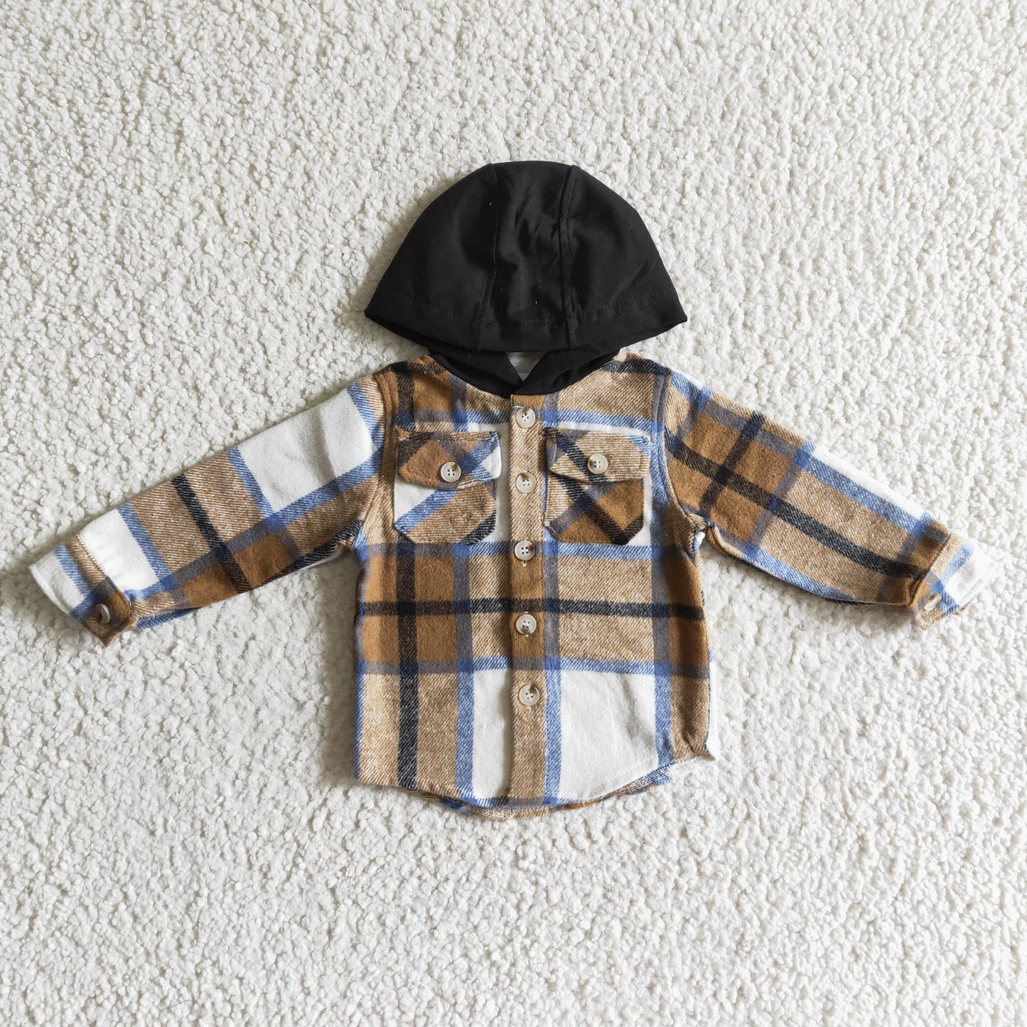 BT0074 fashion kids plaid long sleeve t-shirt boy and girls autumn pocket hoodie BT0076