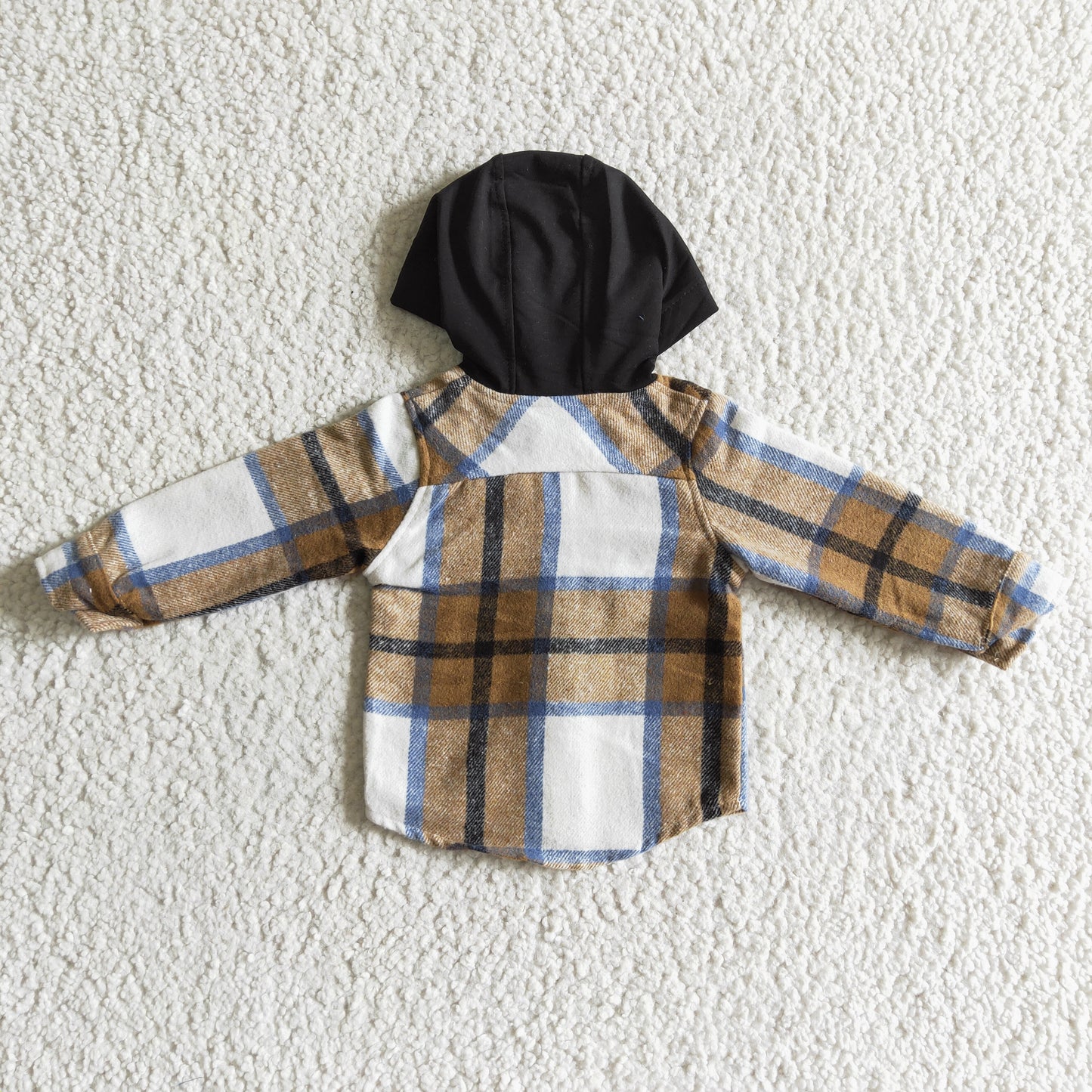 BT0074 fashion kids plaid long sleeve t-shirt boy and girls autumn pocket hoodie BT0076