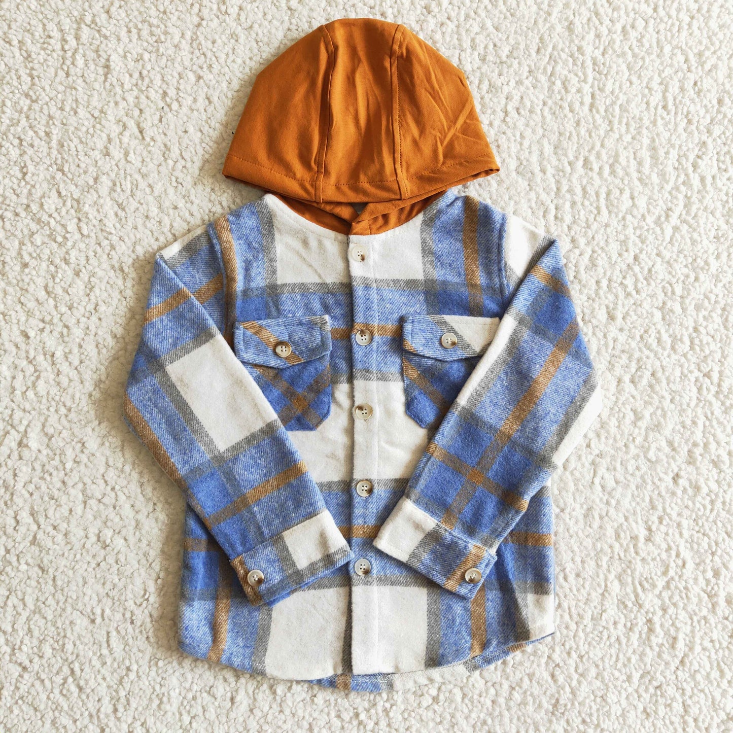 BT0074 fashion kids plaid long sleeve t-shirt boy and girls autumn pocket hoodie BT0076