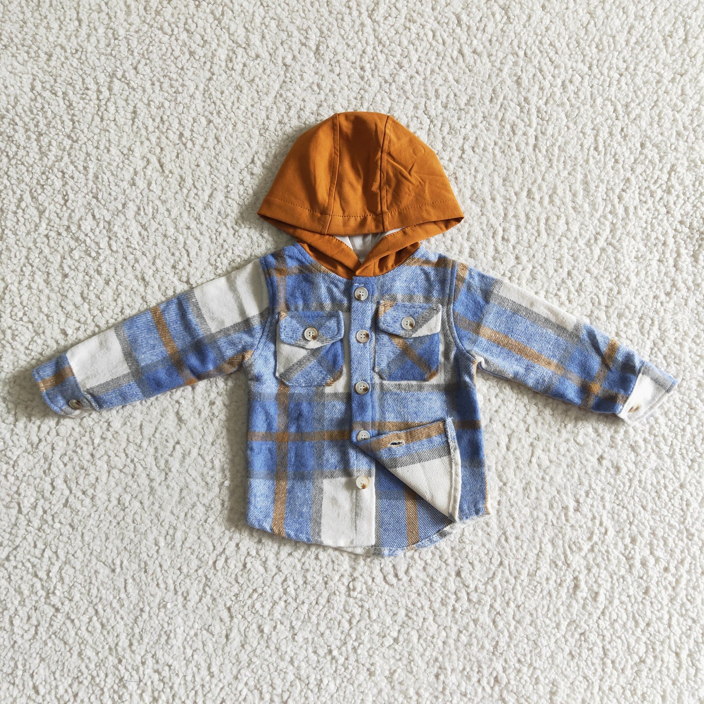 BT0074 fashion kids plaid long sleeve t-shirt boy and girls autumn pocket hoodie BT0076