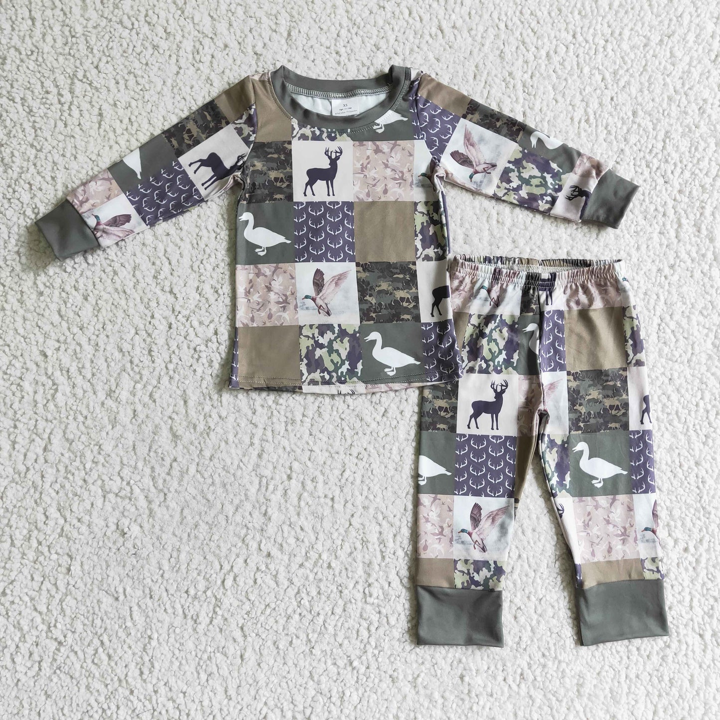 BLP0132 boy autumn winter long sleeve pajamas set with animals print