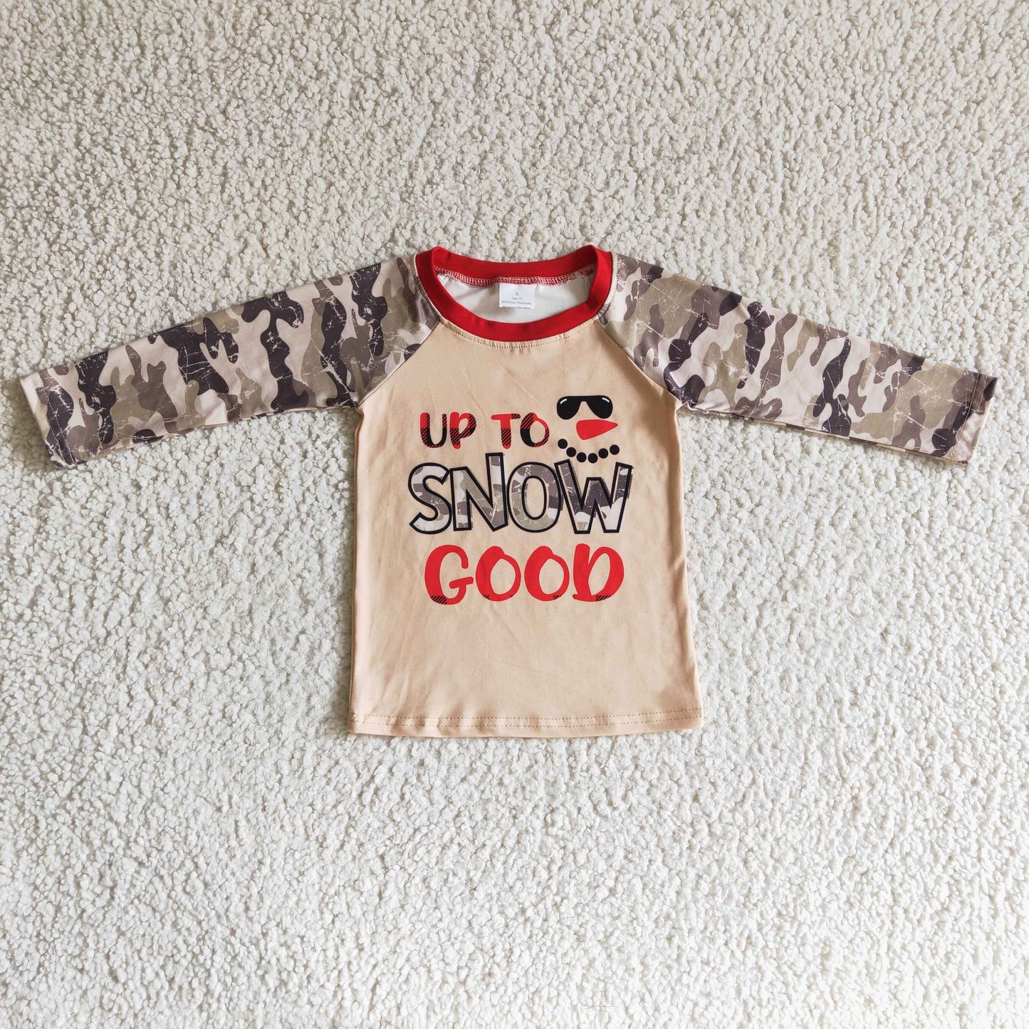 BT0097 boy camo long sleeve raglan shirt with letter design