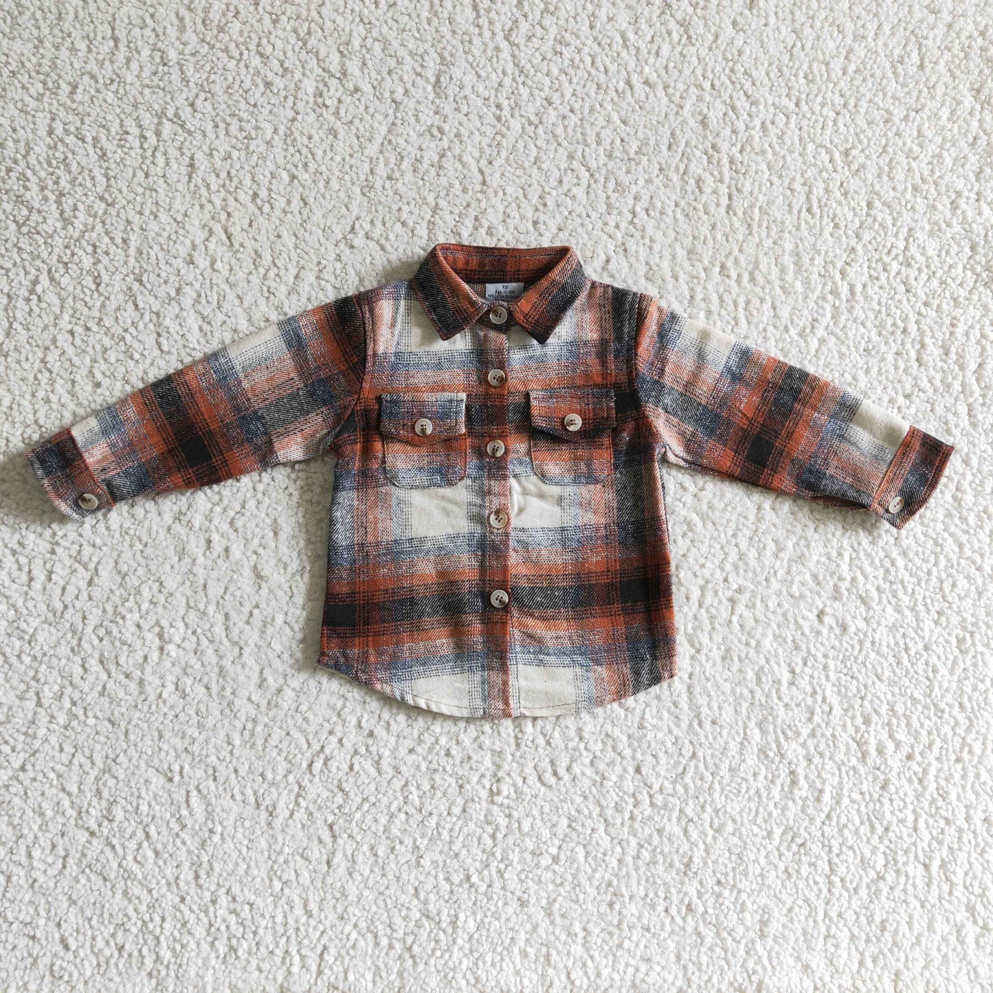 BT0169 new arrival fashion boy long sleeve plaid t-shirt with pockets