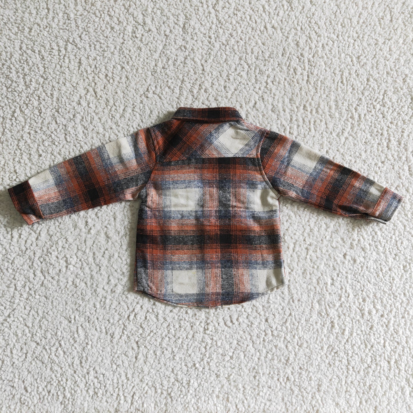 BT0169 new arrival fashion boy long sleeve plaid t-shirt with pockets