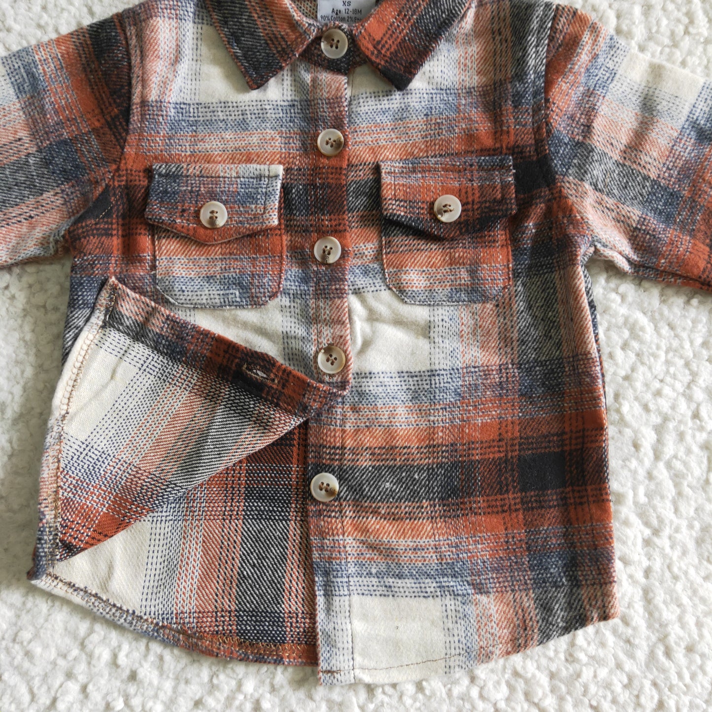 BT0169 new arrival fashion boy long sleeve plaid t-shirt with pockets