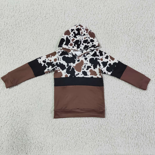 BT0100 boy and girls fall long sleeve cow print hoodie