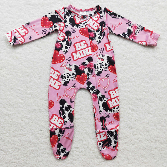 LR0235 infants baby valentine's day long sleeve zipper romper