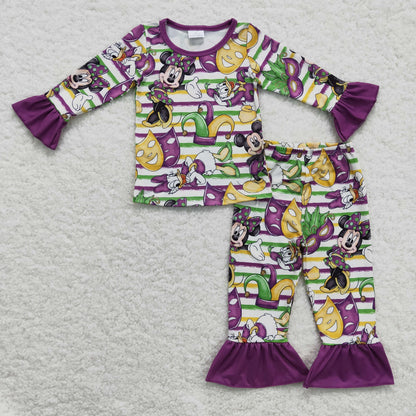 GLP0344 match boy and girls long sleeve pajamas set brother and stister mardi outfit BLP0139