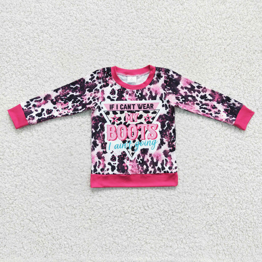 GT0078 girl long sleeve leopard blouses with letter design