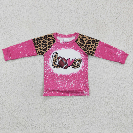 GT0082 girl rose red  stitching long sleeve o-neck top with love letter print